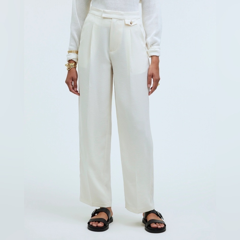 NWT Madewell The Rosedale High-Rise Straight Pant in Crepe Antique Cream Size 14
